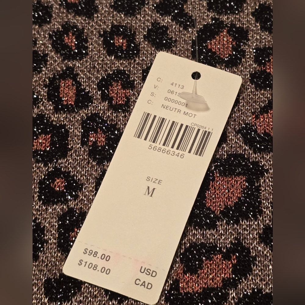 Anthropologie NWT Metallic Leopard Print 3/4 Sleeve Sweater Women's Size Medium - Picture 10 of 13